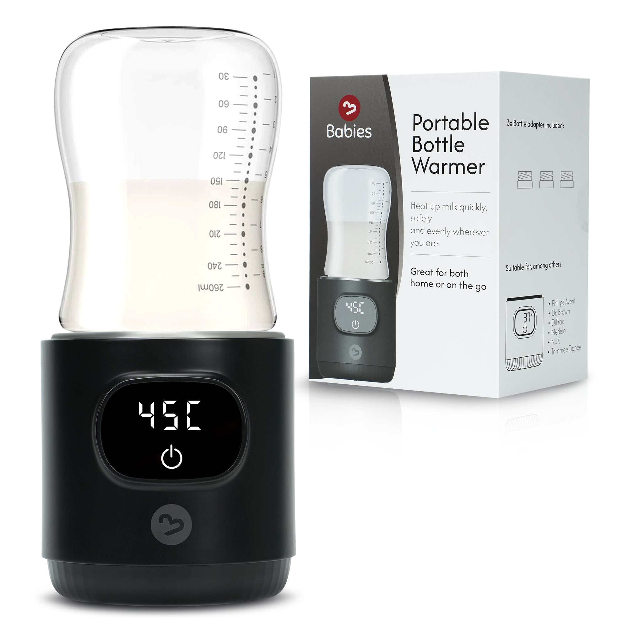 Draagbaar Flessenwarmer Draadloos Zwart