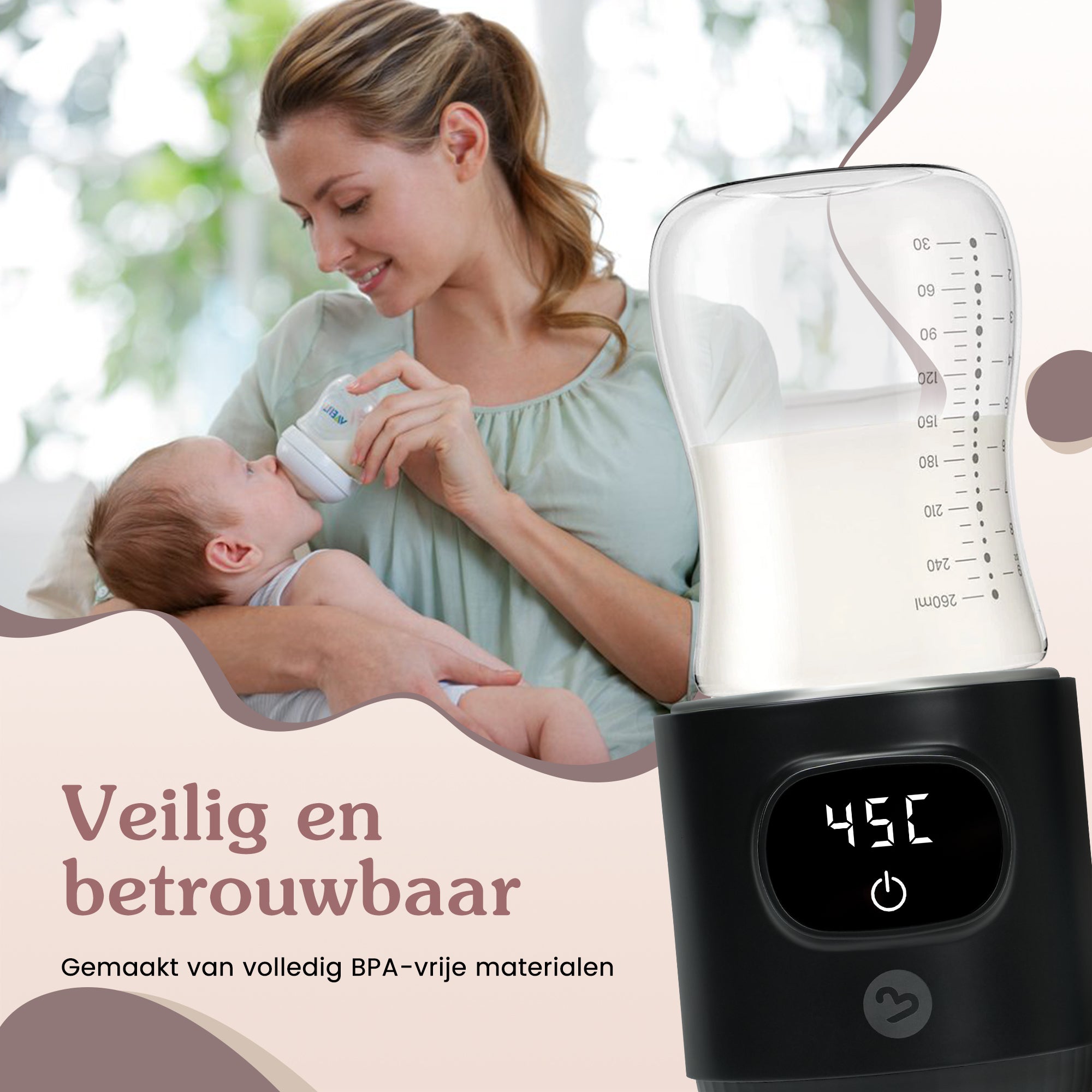 Draagbaar Flessenwarmer Draadloos Zwart