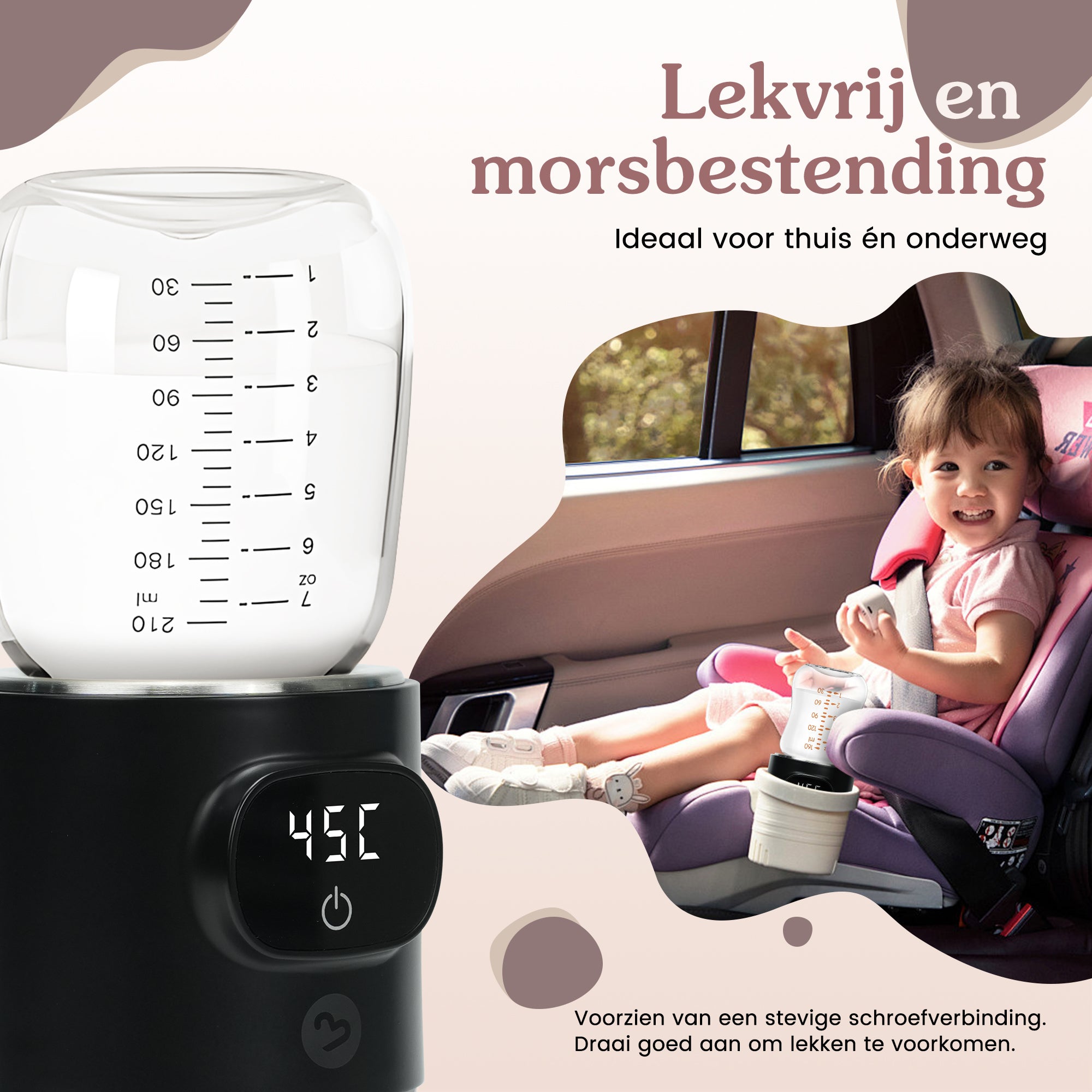 Draagbaar Flessenwarmer Draadloos Zwart