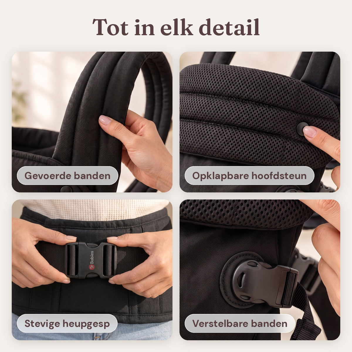 Ergonomische draagzak baby vanaf geboorte Zwart