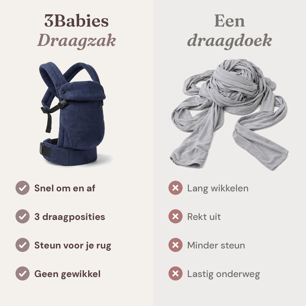 Ergonomische draagzak baby vanaf geboorte ribfluweel Blauw