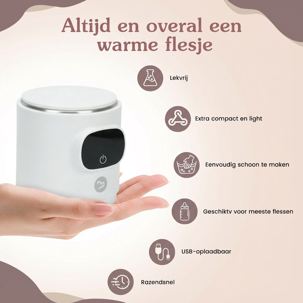 Tragbarer kabelloser Flaschenwärmer, Weiß