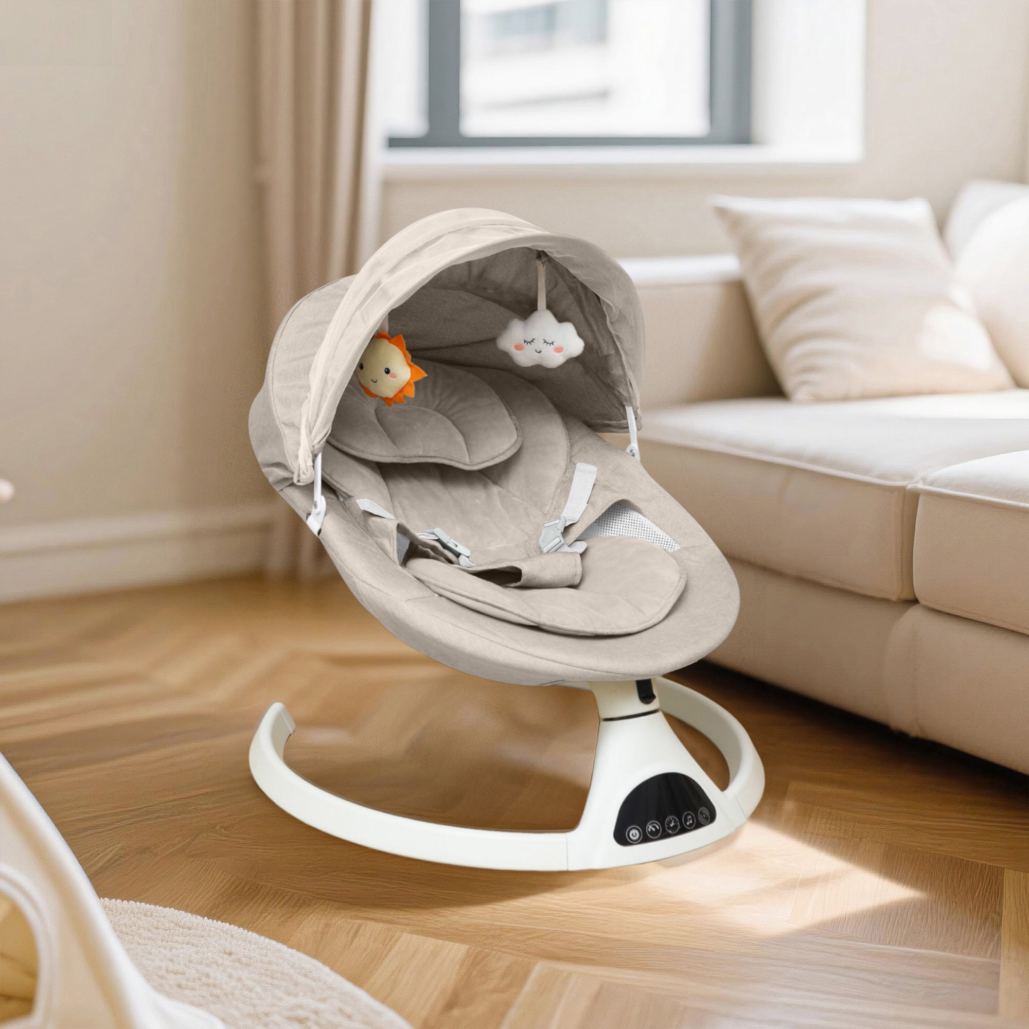 Baby Swing Elektrisch Babyschommel Wipstoel Beige