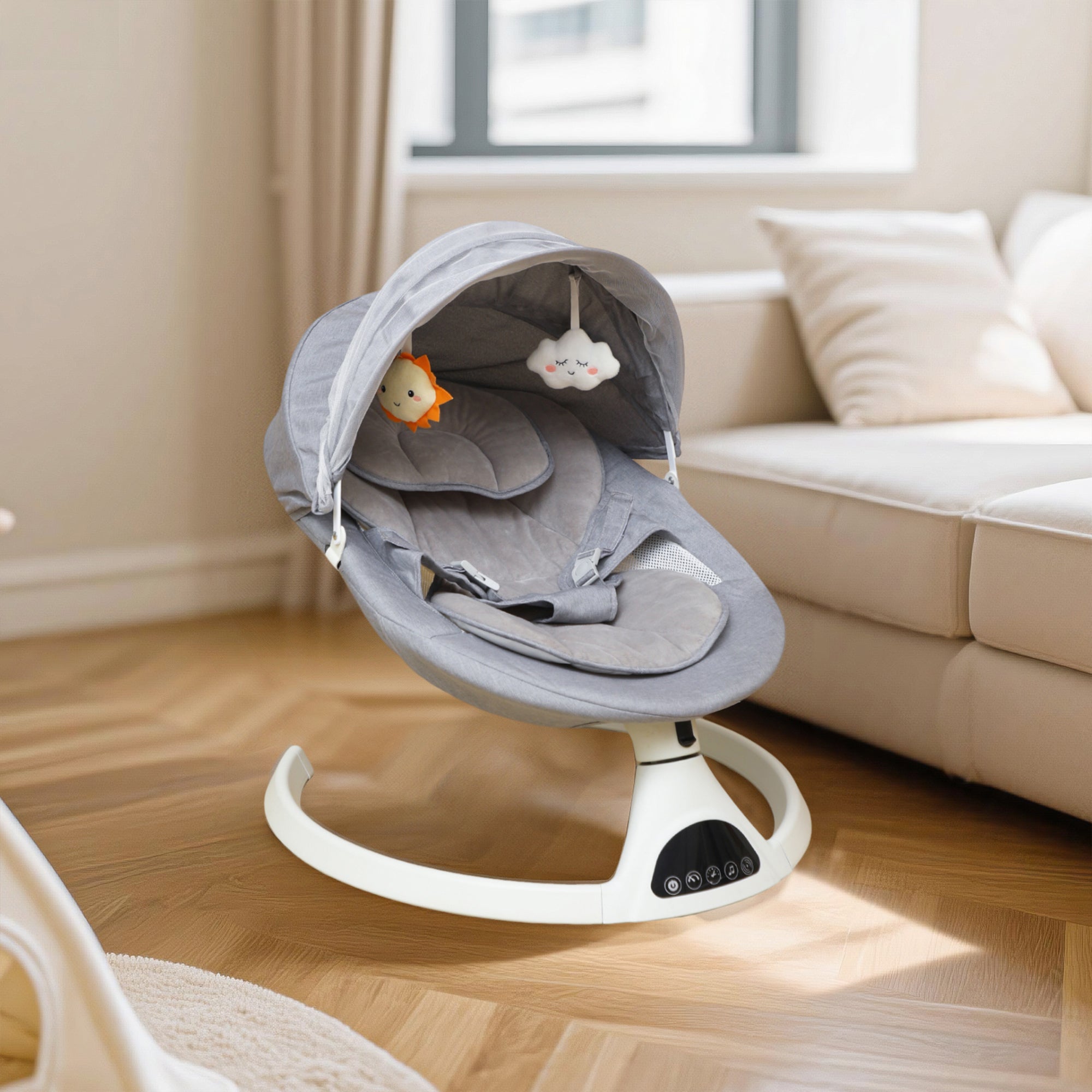 Baby Swing Elektrisch Babyschommel Wipstoel Grijs