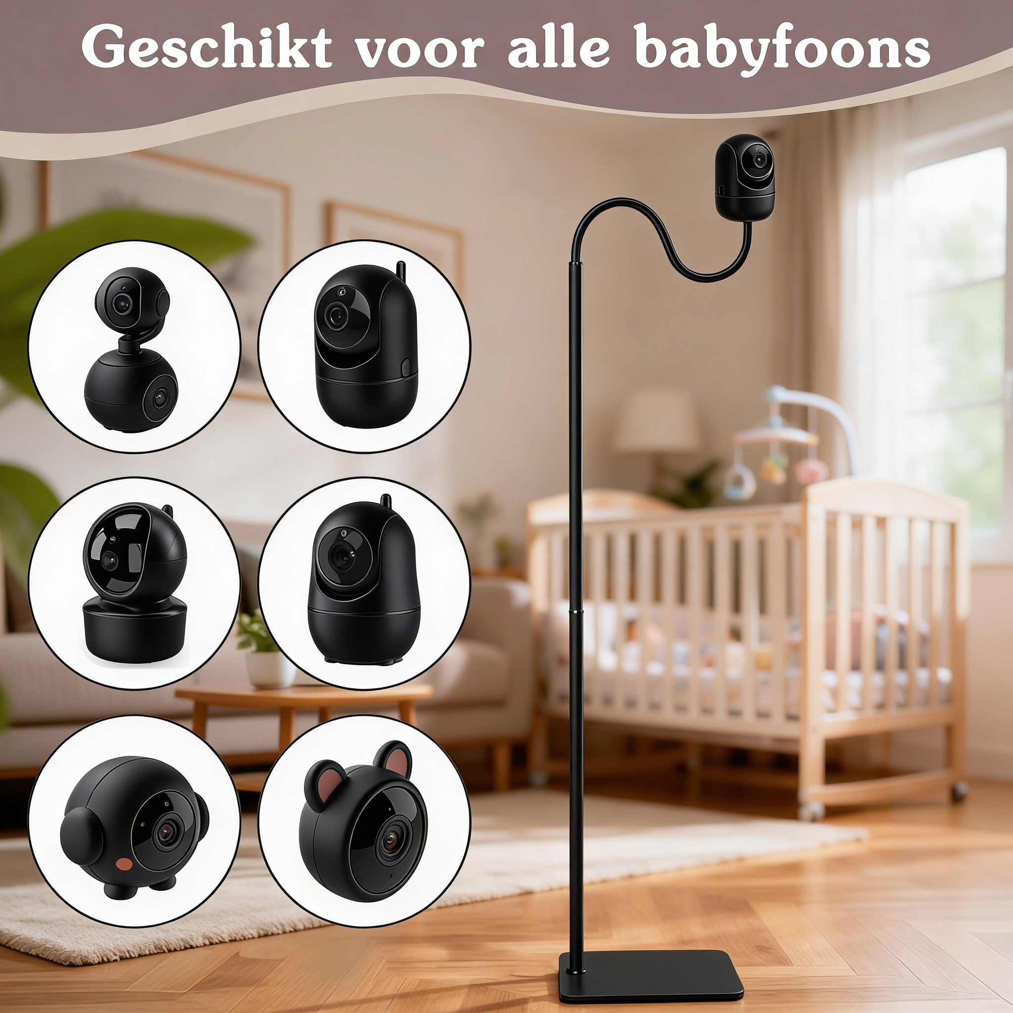 Babyphone-Halterung Universal Standard Schwarzes Stativ