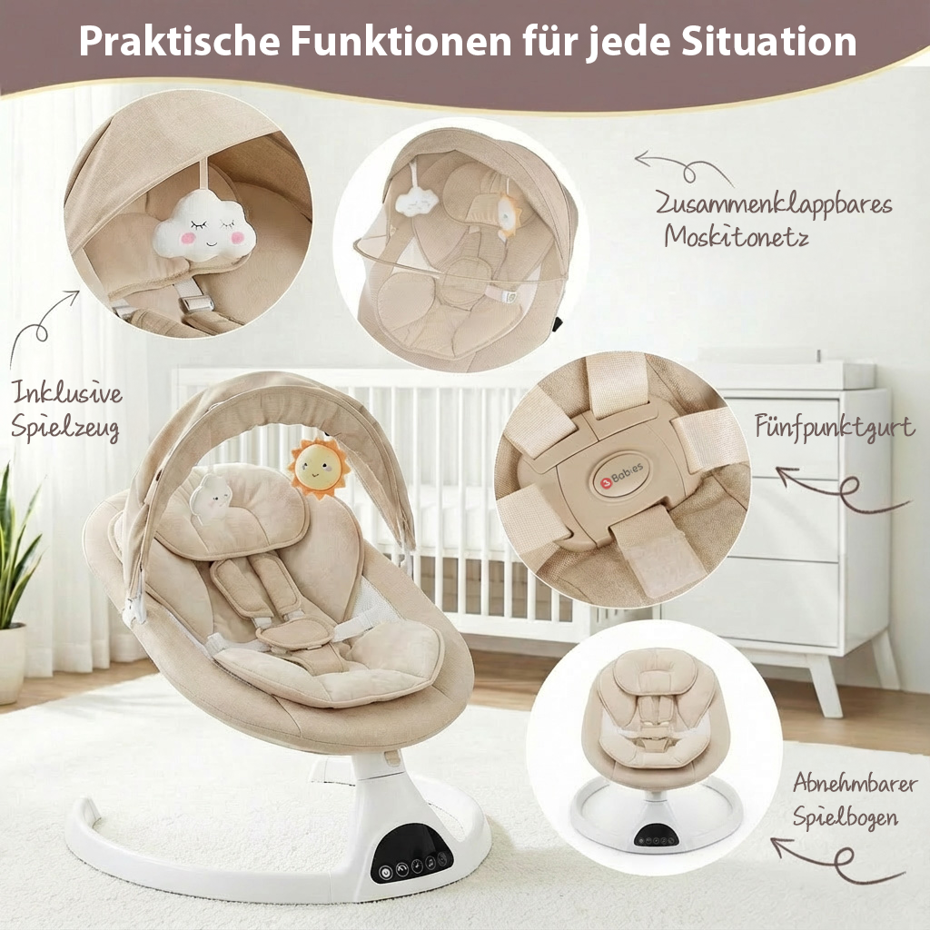 Elektrische Babyschaukel Babywippe mit Bluetooth Beige