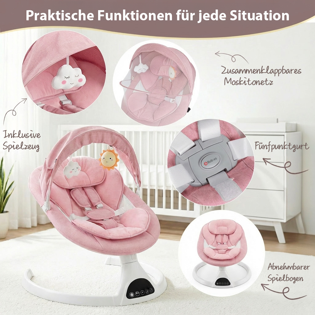 Elektrische Babyschaukel Babywippe mit Bluetooth Rosa