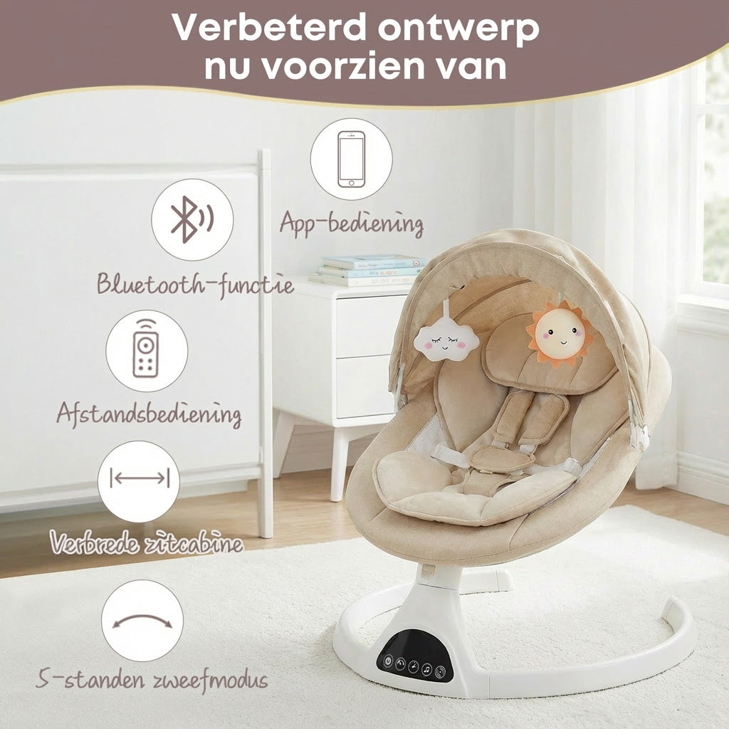 Elektrische Babyschaukel, Schaukelstuhl, Beige