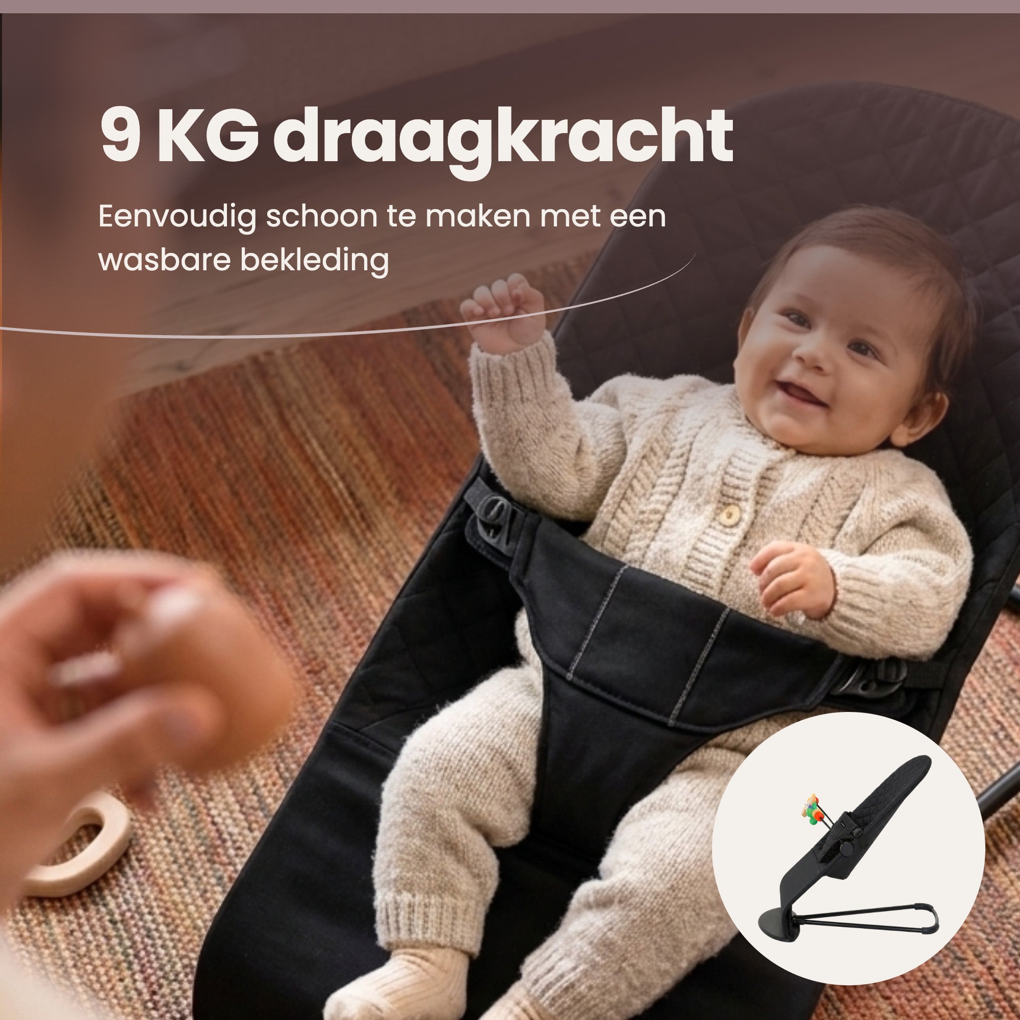 Baby Wipstoel Inklapbaar met Verstelbare Rugleuning Zwart