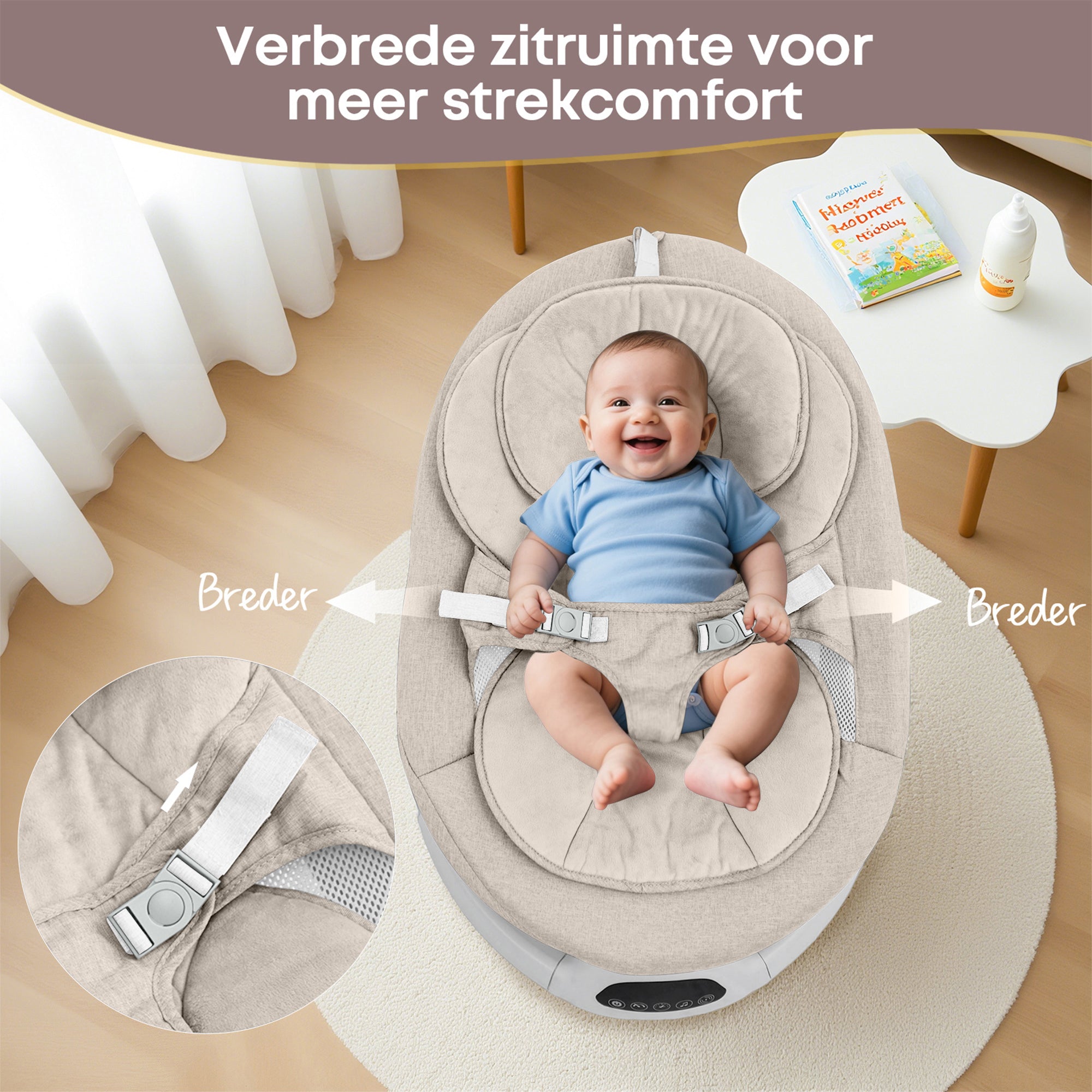 Baby Swing Elektrisch Babyschommel Wipstoel Beige