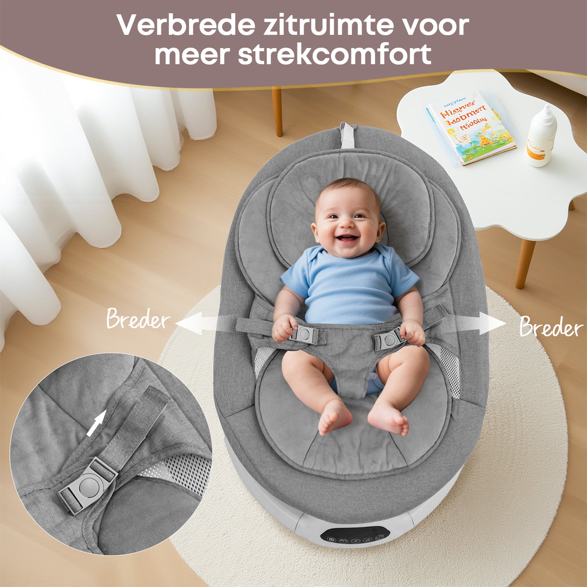 Baby Swing Elektrisch Babyschommel Wipstoel Grijs