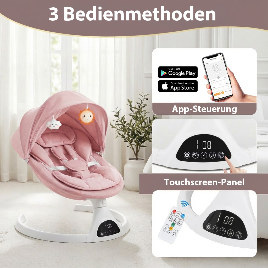 Elektrische Babyschaukel Babywippe mit Bluetooth Rosa