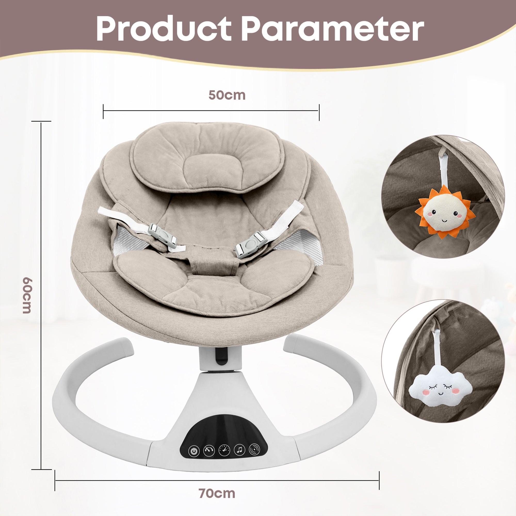Baby Swing Elektrisch Babyschommel Wipstoel Beige