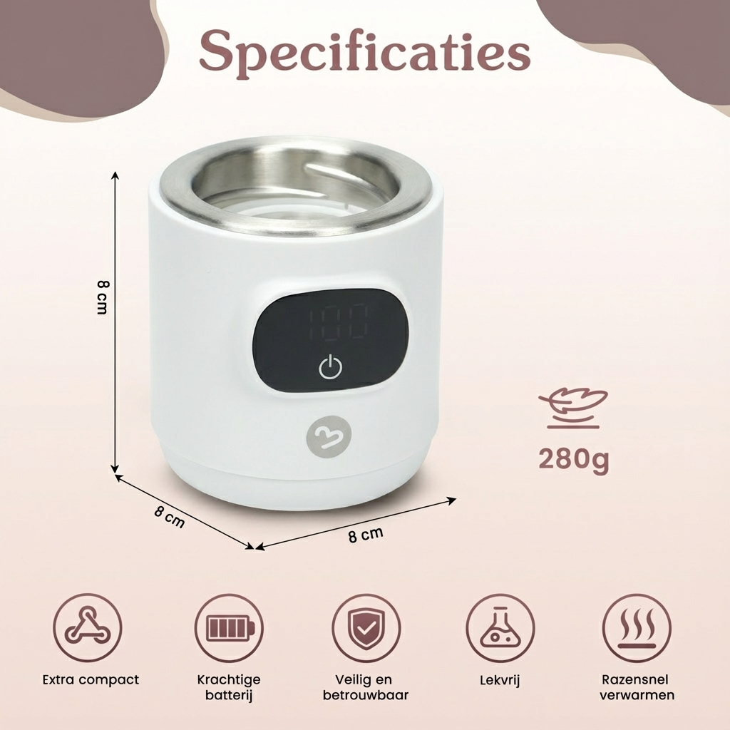 Tragbarer kabelloser Flaschenwärmer, Weiß