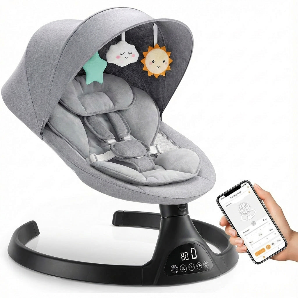 Elektrische Babyschaukel, Schaukelstuhl, Grau