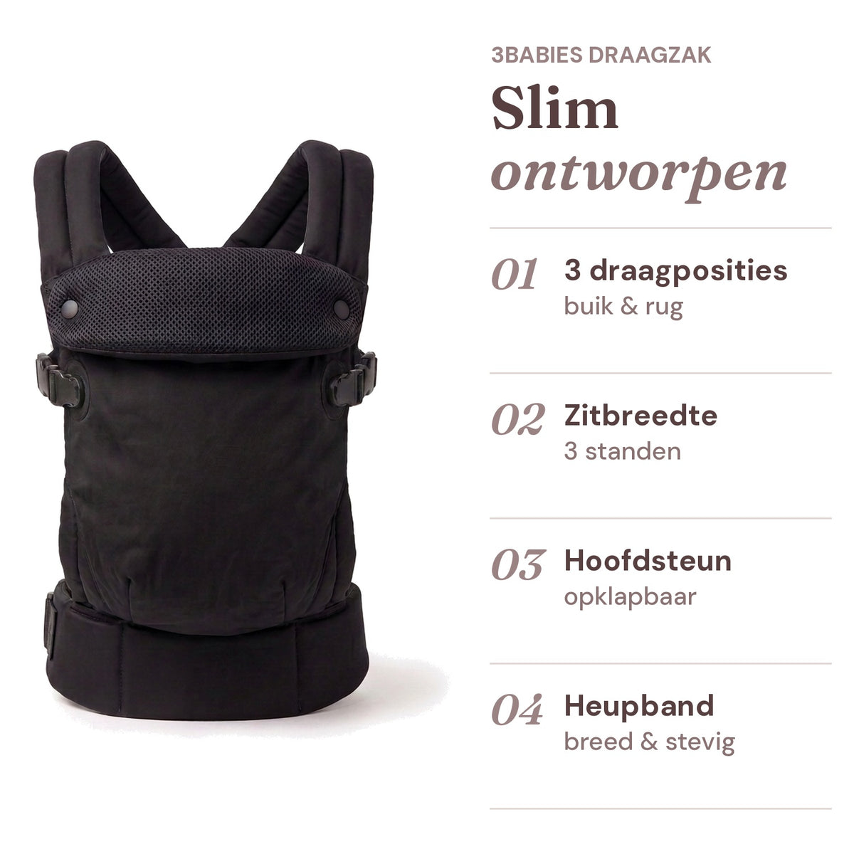 Ergonomische draagzak baby vanaf geboorte Zwart
