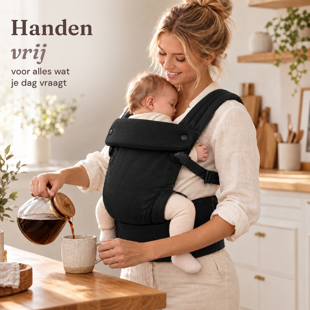 Ergonomische draagzak baby vanaf geboorte Zwart