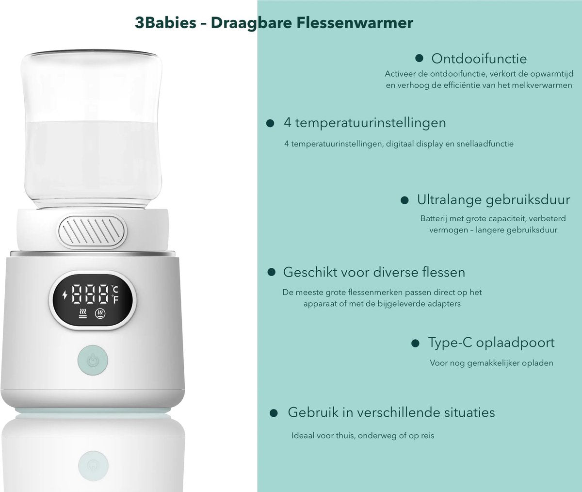 Compacte Flessenwarmer Draadloos Grijs
