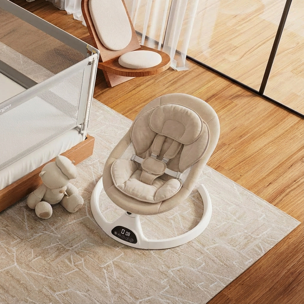 Elektrische Babyschaukel Babywippe mit Bluetooth Beige