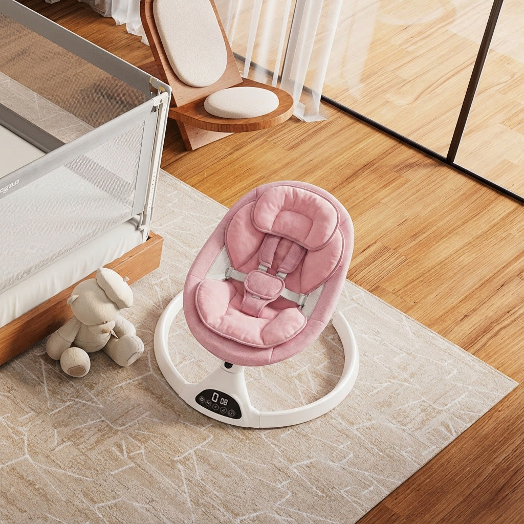 Elektrische Babyschaukel Babywippe mit Bluetooth Rosa