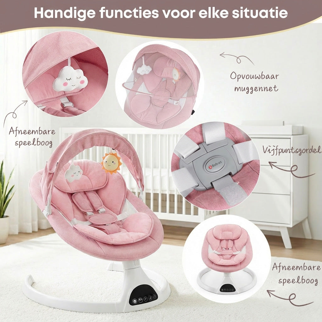 Baby Swing Elektrisch Babyschommel Wipstoel Roze