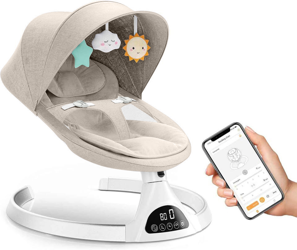 Baby Swing Elektrisch Babyschommel Wipstoel Beige