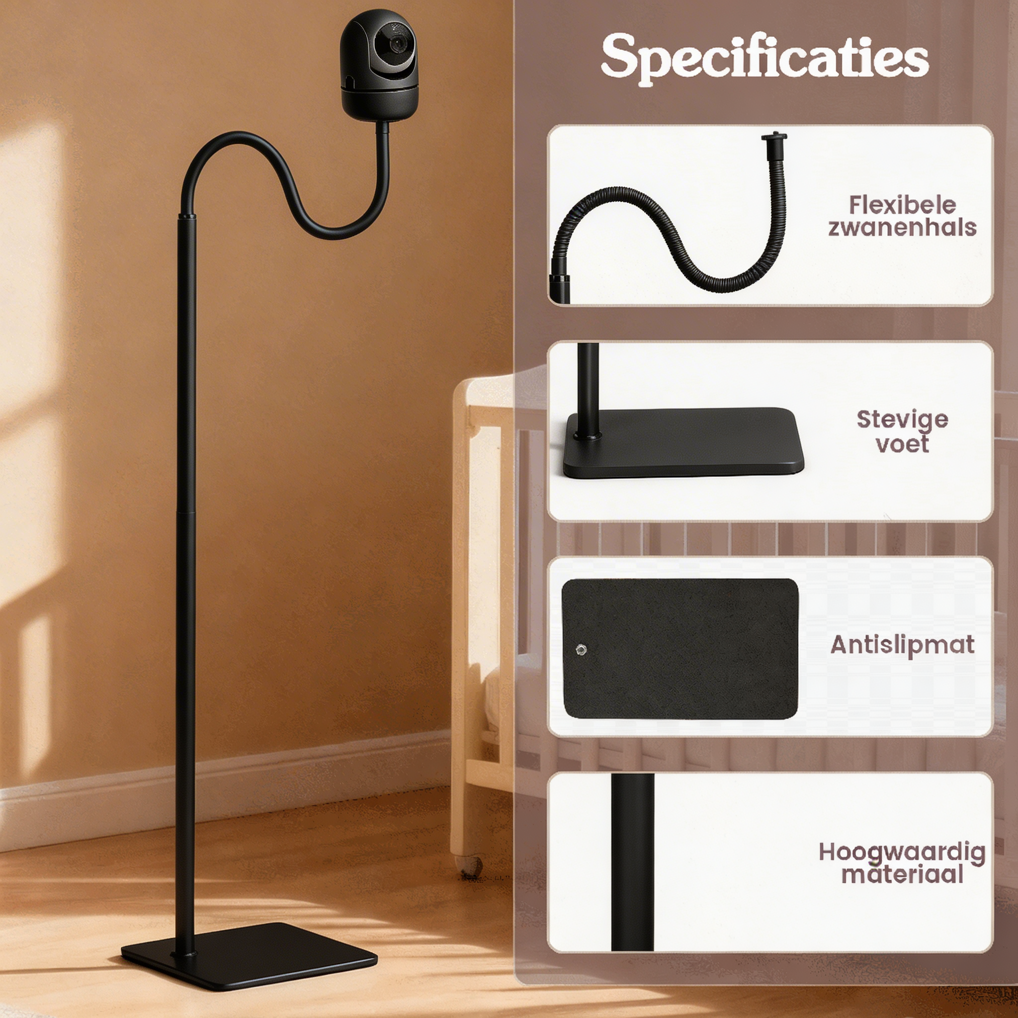 Babyphone-Halterung Universal Standard Schwarzes Stativ