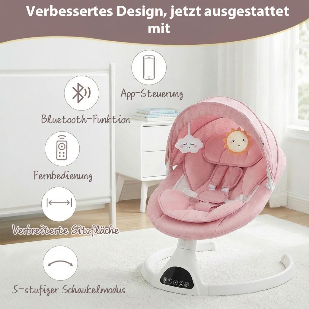 Elektrische Babyschaukel Babywippe mit Bluetooth Rosa