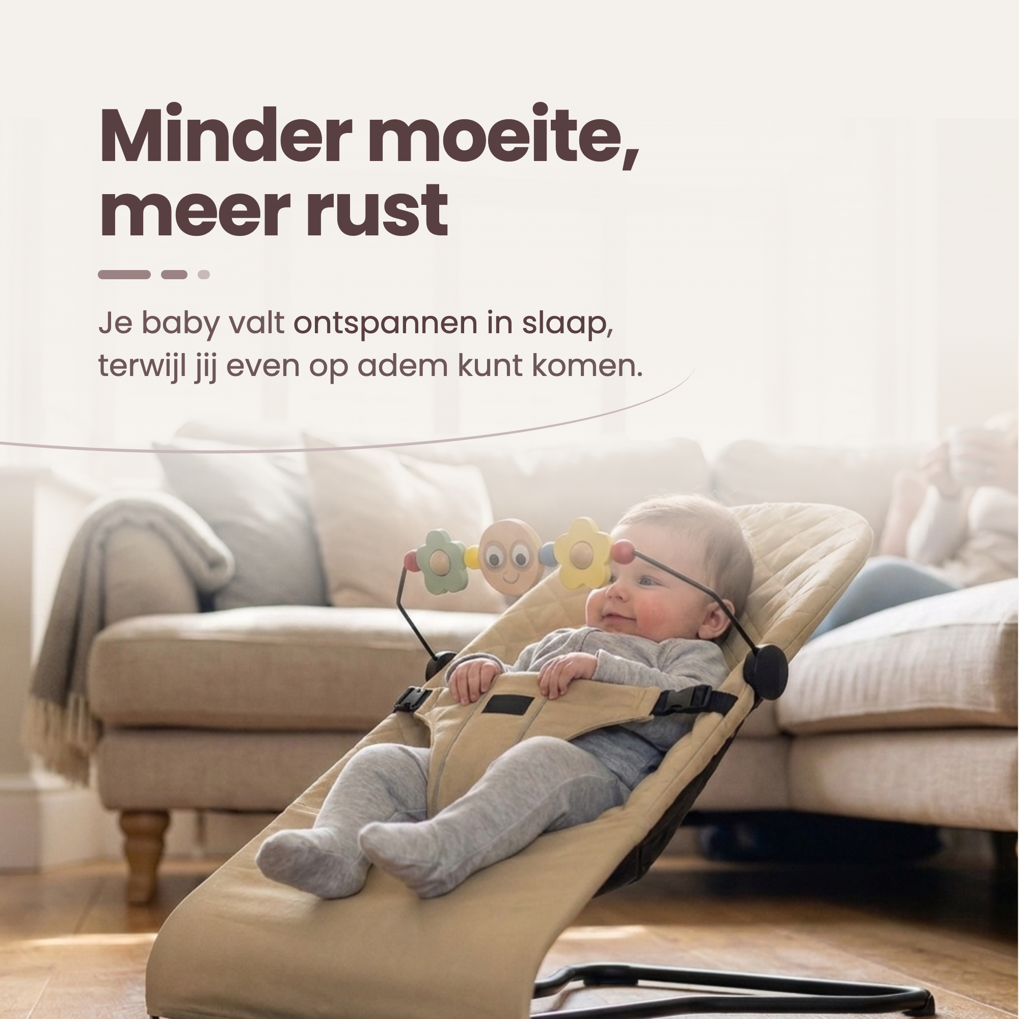 Baby Wipstoel Inklapbaar met Verstelbare Rugleuning Beige