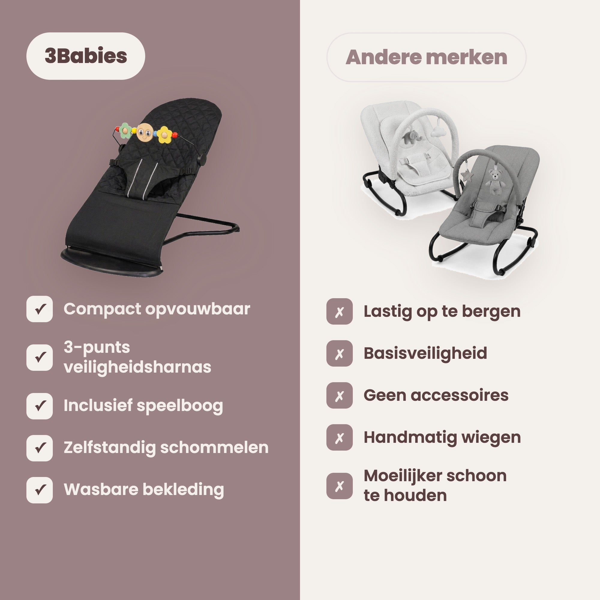 Baby Wipstoel Inklapbaar met Verstelbare Rugleuning Zwart