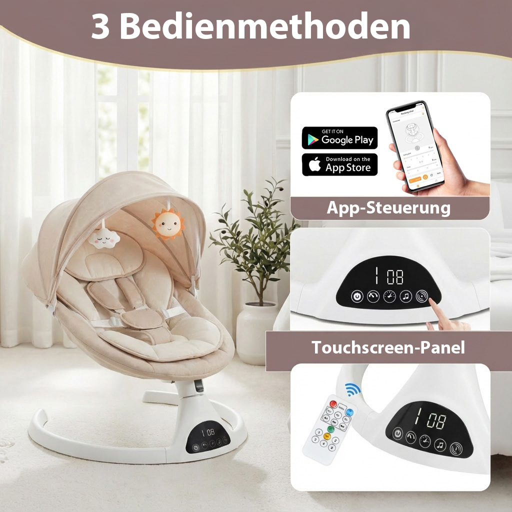 Elektrische Babyschaukel Babywippe mit Bluetooth Beige