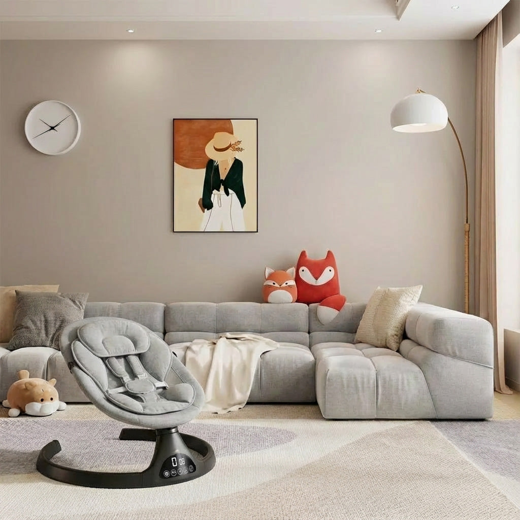 Elektrische Babyschaukel, Schaukelstuhl, Grau