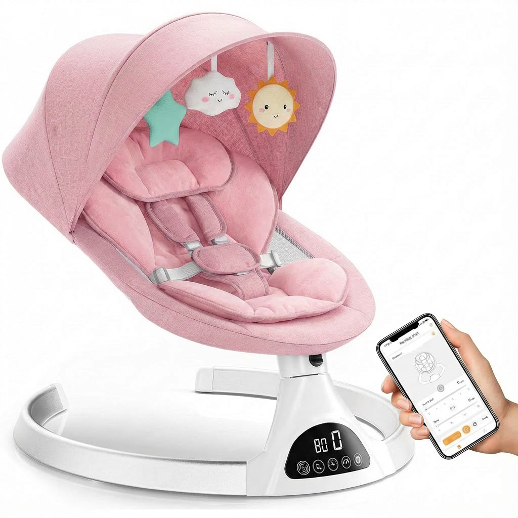 Elektrische Babyschaukel Babywippe mit Bluetooth Rosa